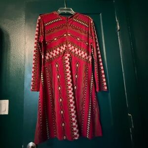 FP Movement by Free People Red Geometric Long Sleeve Dress